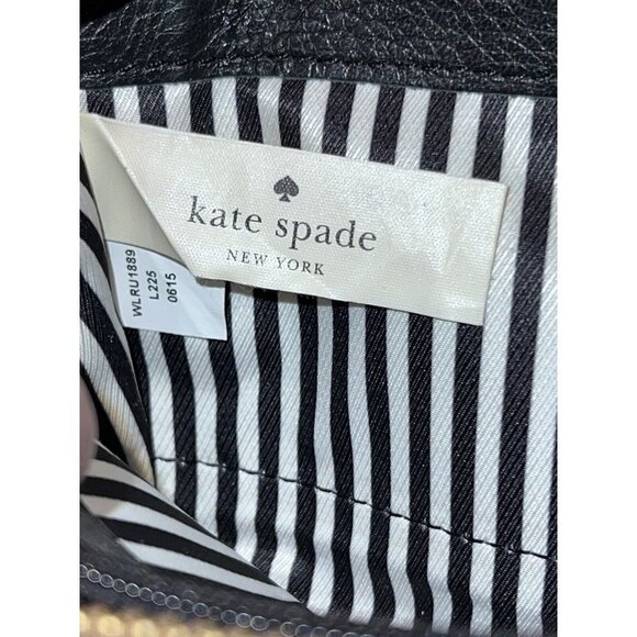 KATE SPADE Leroy Street Neda Full Zip Black Leather Wallet Bow Zipper Pull - Picture 8 of 13